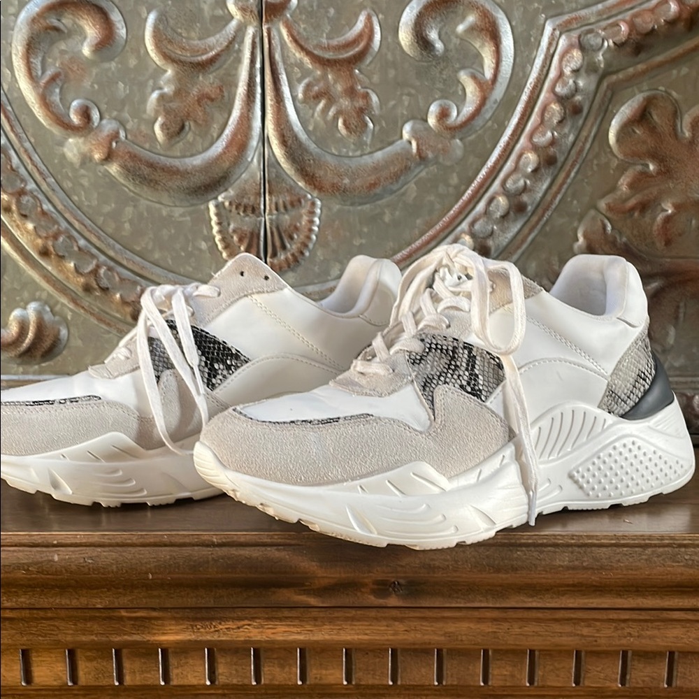 Steve Madden White and Gray Women's Sneakers